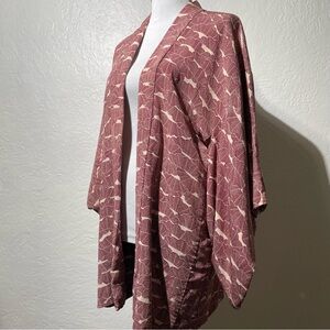 Japanese Haori/kimono silk jacket coat vintage Cardigan Red/Chirimen Cosplay